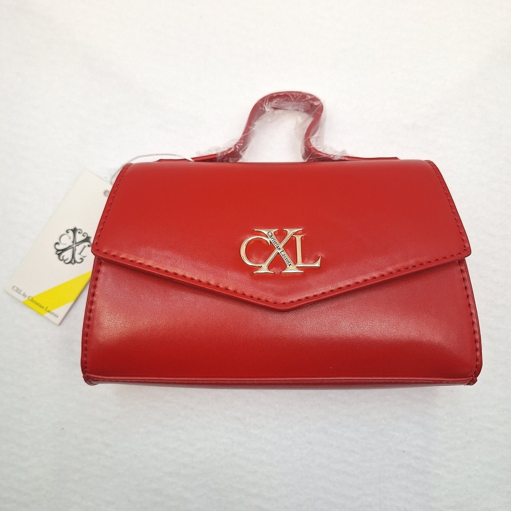 Christian Lacroix Crossbody Bag Womens Small Red Laine Matte‎ Patent New